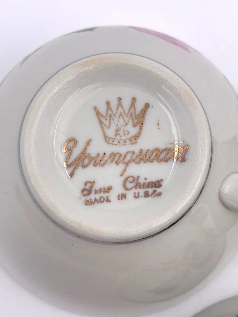 Vintage Youngsware YOU1 China Pink Rose Teacup & Saucer Set Of 3 6 Oz Capacity